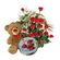 basket of red roses teddy bear and cookies. Krasnoyarsk