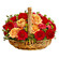 roses gerberas and carnations in a basket. Krasnoyarsk