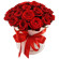 red roses in a hat box. Krasnoyarsk
