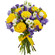 bouquet of yellow roses and irises. Krasnoyarsk